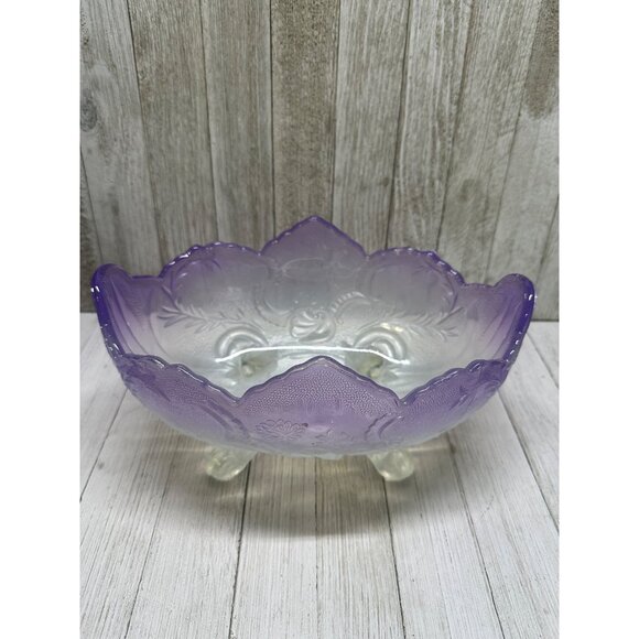Vtg Jeanette Flashed Purple Ombre Footed Lombardi Fruit Bowl Unique Color 10"x5" - Picture 3 of 13